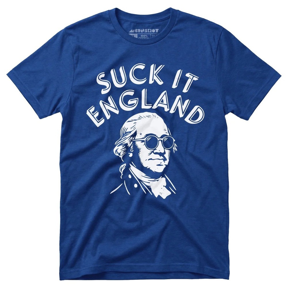 Moonshot George Washington Suck It England Blue Graphic T-Shirt Bella Canvas